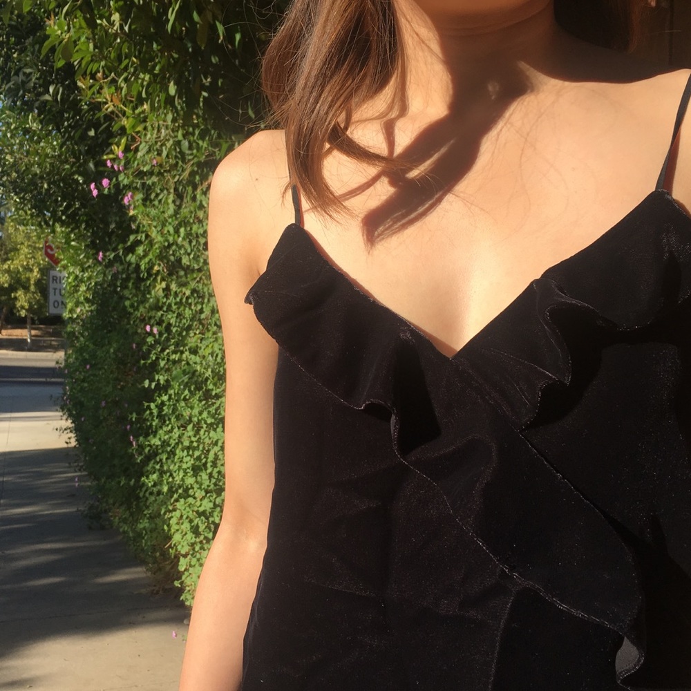 NWT J Crew Black Ruffle Cami